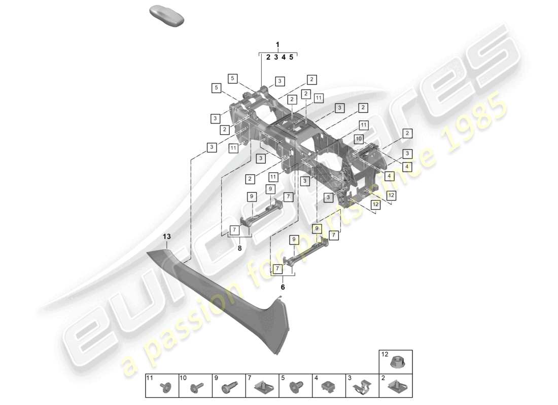 porsche 2024 (cayenne e3 pa) centre console lower parts diagram