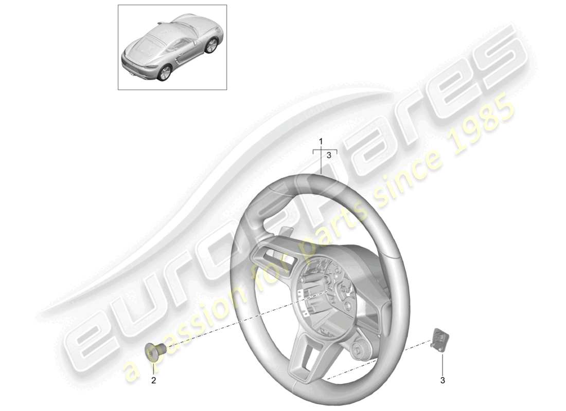 porsche 2023 (718 cayman) steering wheel - pdk - part diagram