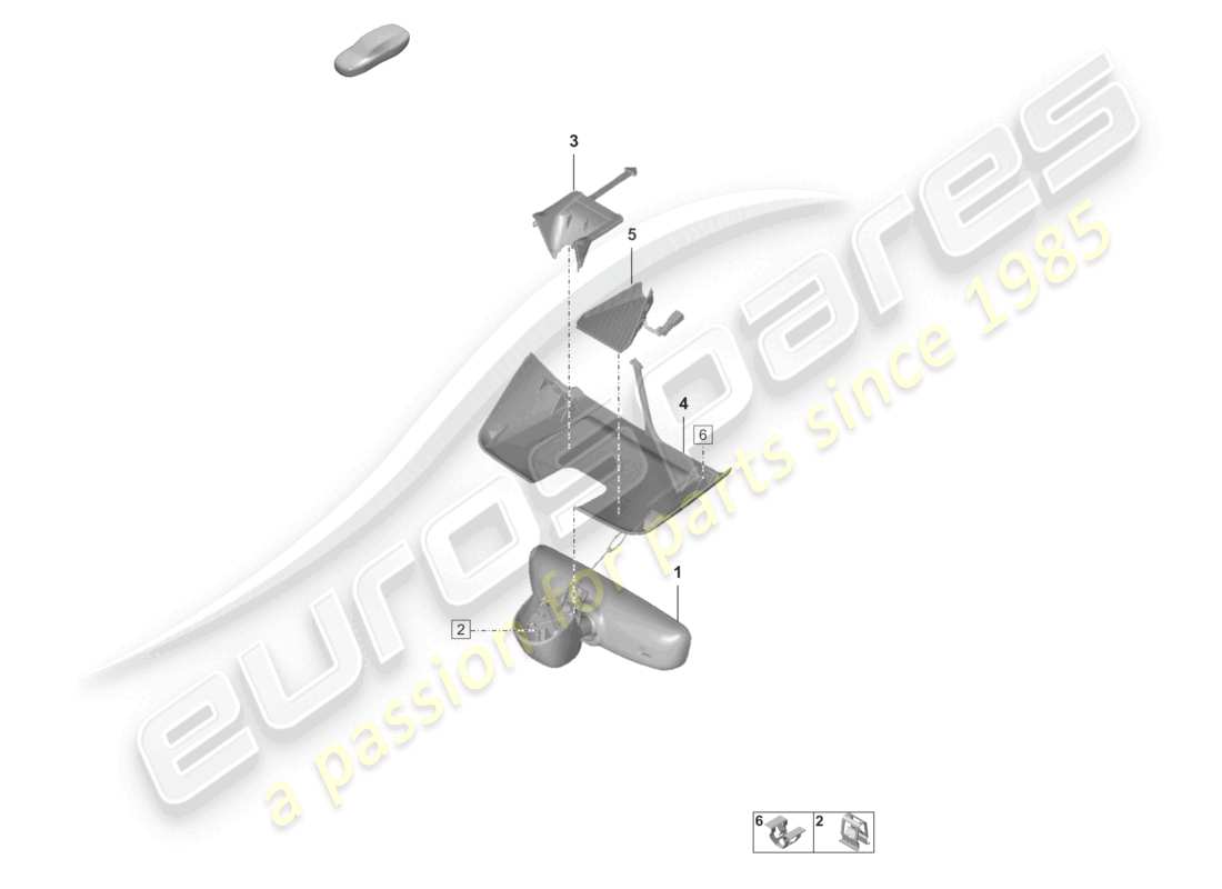 porsche 2023 (992-1 gt3/rs/st) interior mirror cover part diagram