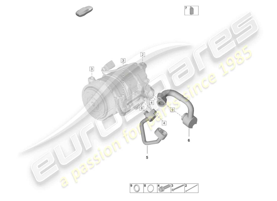 porsche 2023 (992-1 turbo / s) a/c compressor kaeltemittel r134a part diagram