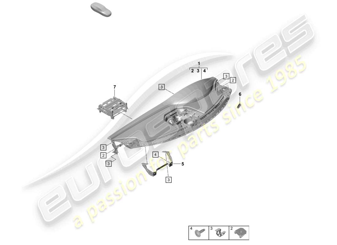 porsche 2021 (992-1 gt3/rs/st) instrument panel trim upper part with: fasteners part diagram