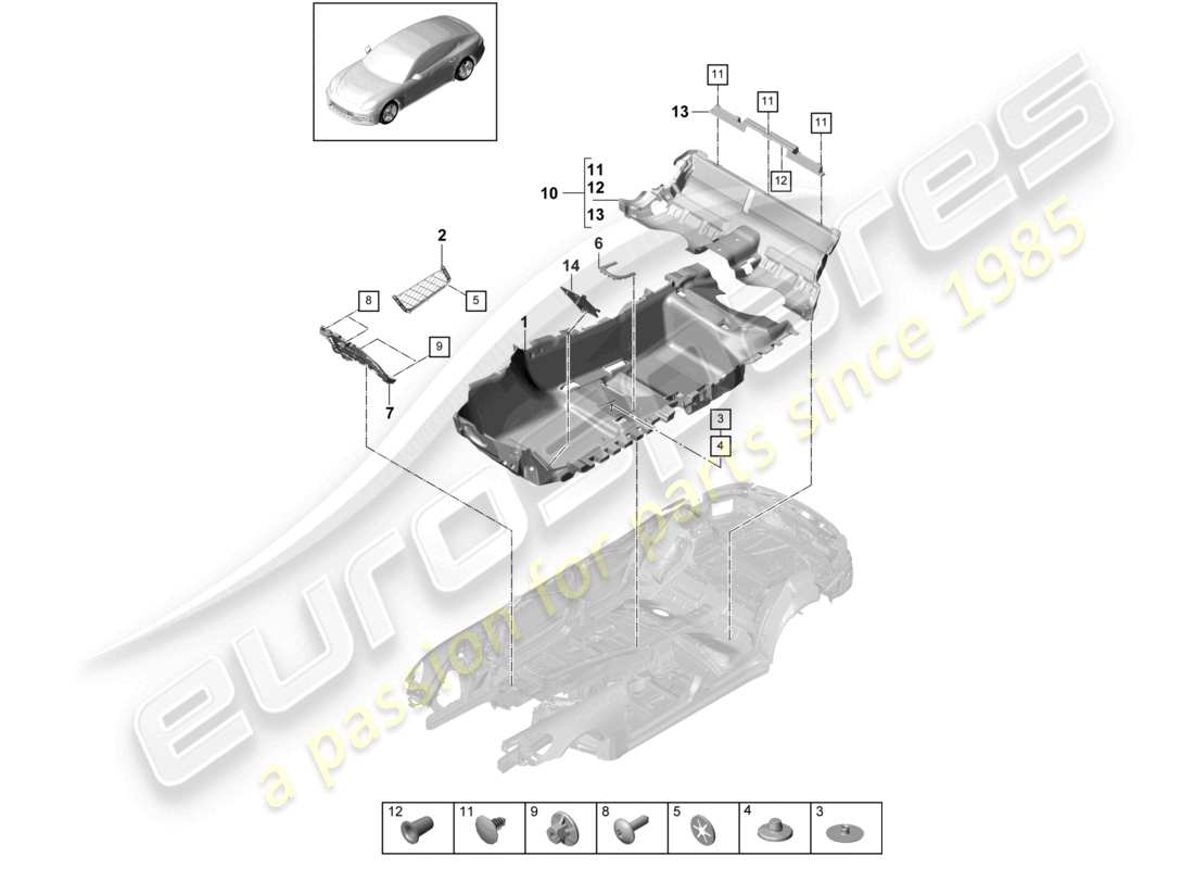 porsche 2021 (panamera 971-1) flooring part diagram
