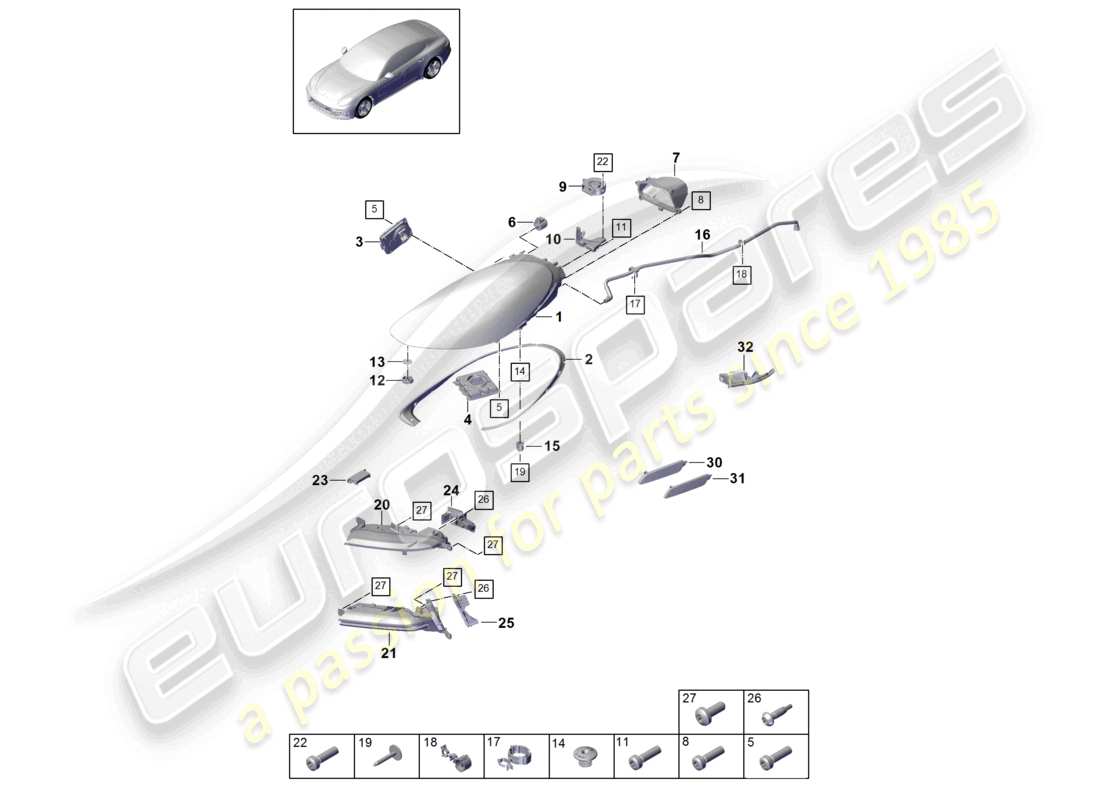 porsche 2021 (panamera 971-1) led headlight turn signal repeater fog lights part diagram