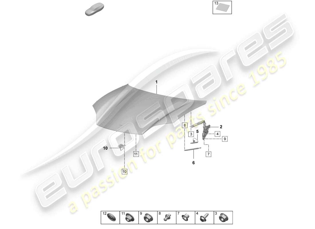 porsche 2025 (macan-e) bonnet parts diagram
