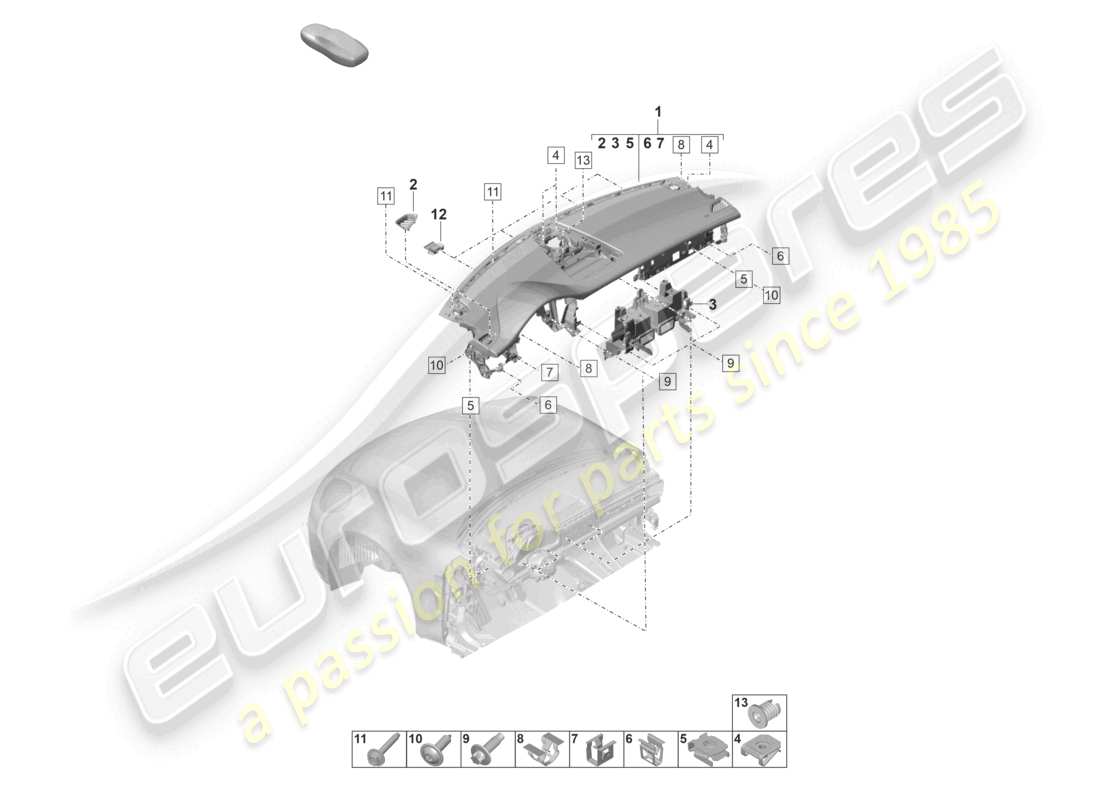 porsche 2024 (panamera 971-2) dashboard upper part with: fasteners part diagram