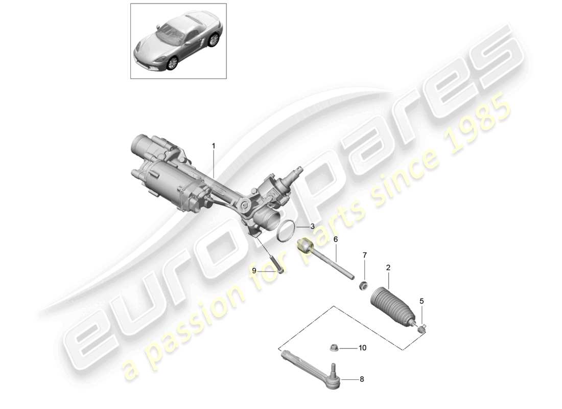 porsche 2024 (718 boxster) steering gear part diagram