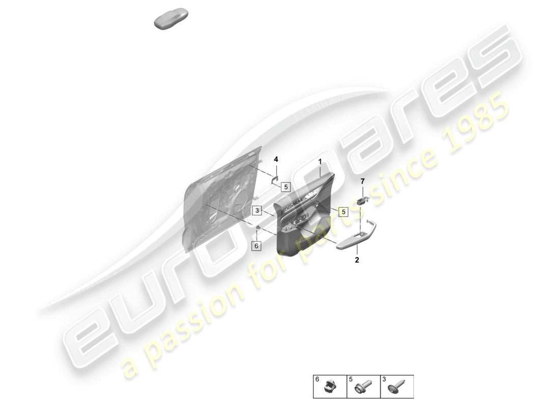 porsche 2025 (macan-e) door trim panels front doors for models with leatherette trim armrest (leatherette) interior lighting comfort part diagram