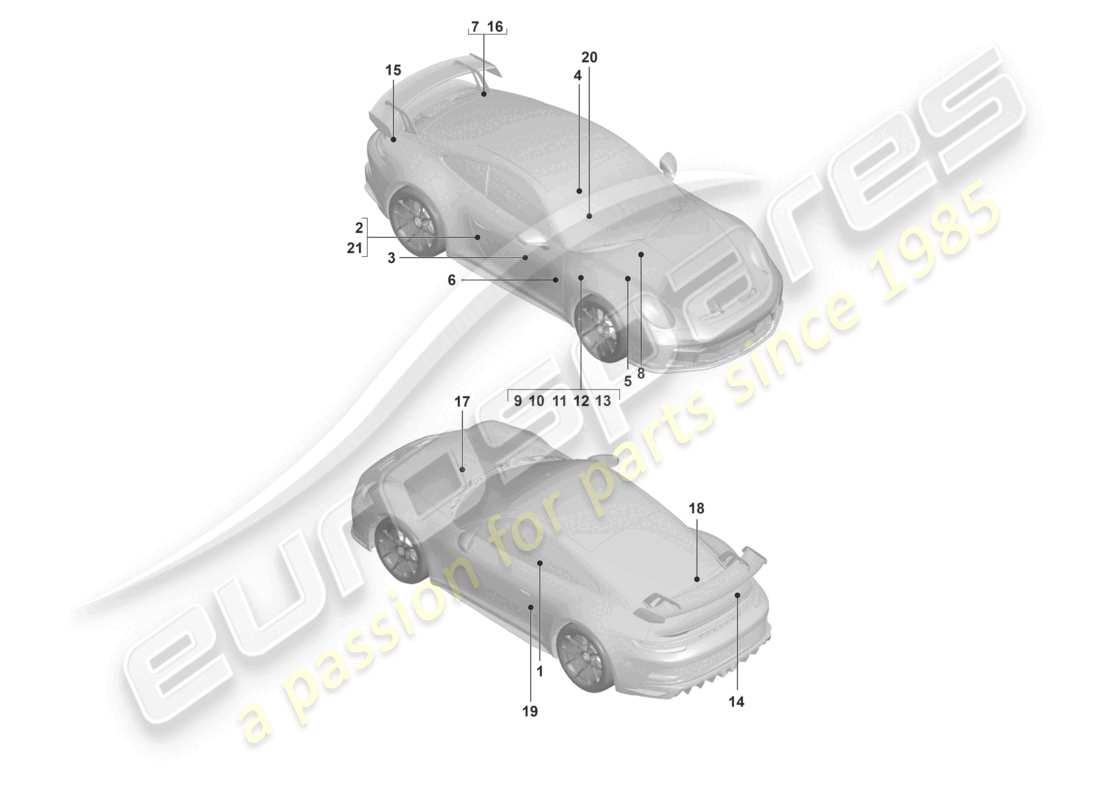 porsche 2026 (992-2 gt3/rs/st) signs/notices parts diagram