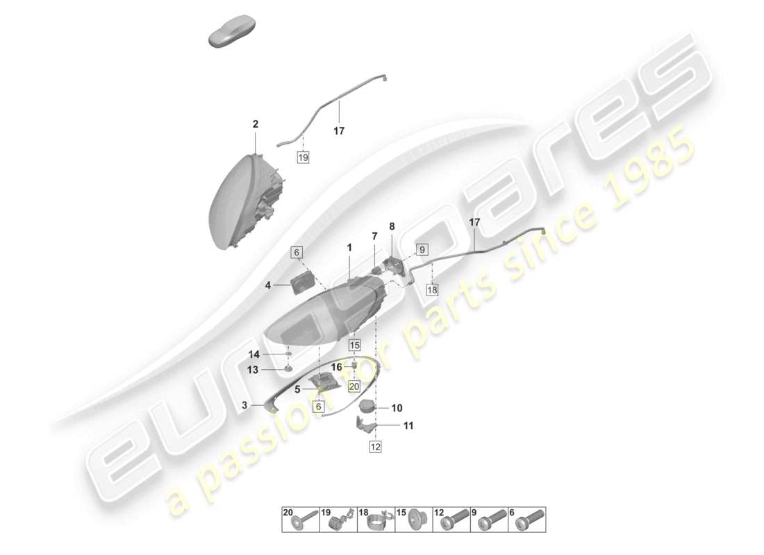 porsche 2023 (panamera 971-2) led headlight basic pdls part diagram