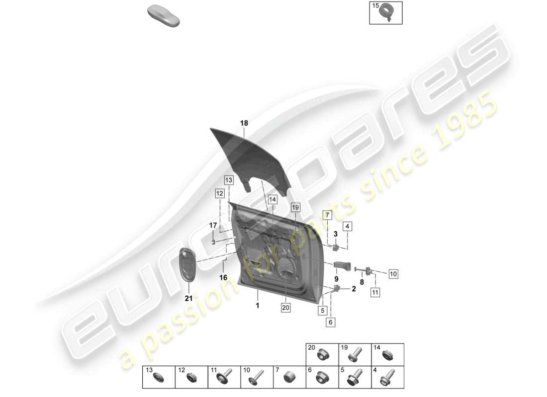 porsche 2025 (macan-e) door shell front accessories parts diagram