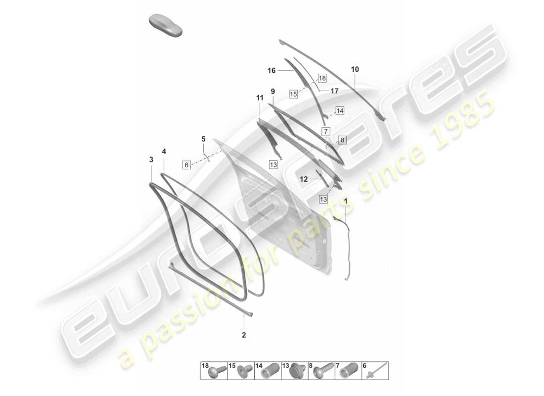 porsche 2021 (panamera 971-2) doors front seal accessories part diagram