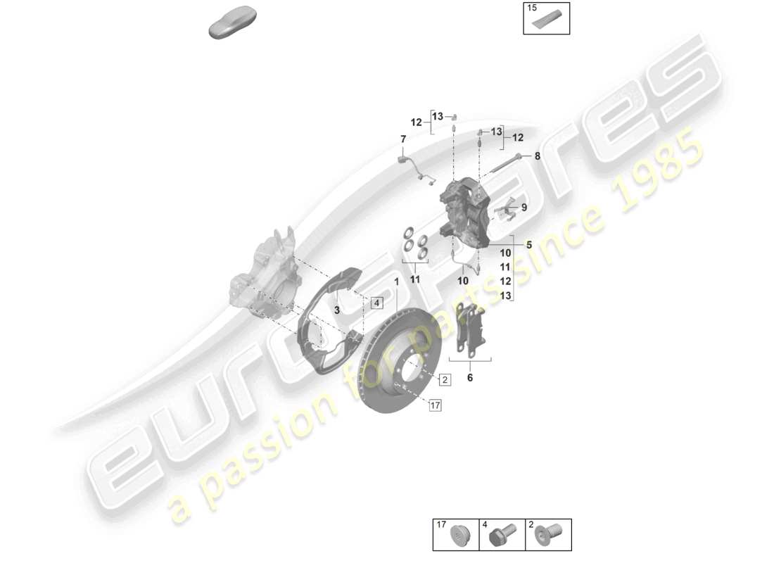 porsche 2024 (panamera 971-2) disc brake rear axle part diagram