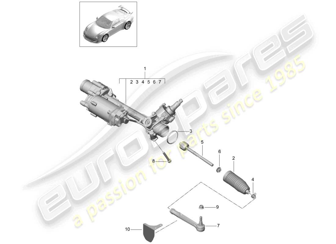porsche 2021 (991-2 r/gt3/rs) steering gear d >>- mj 2017 part diagram