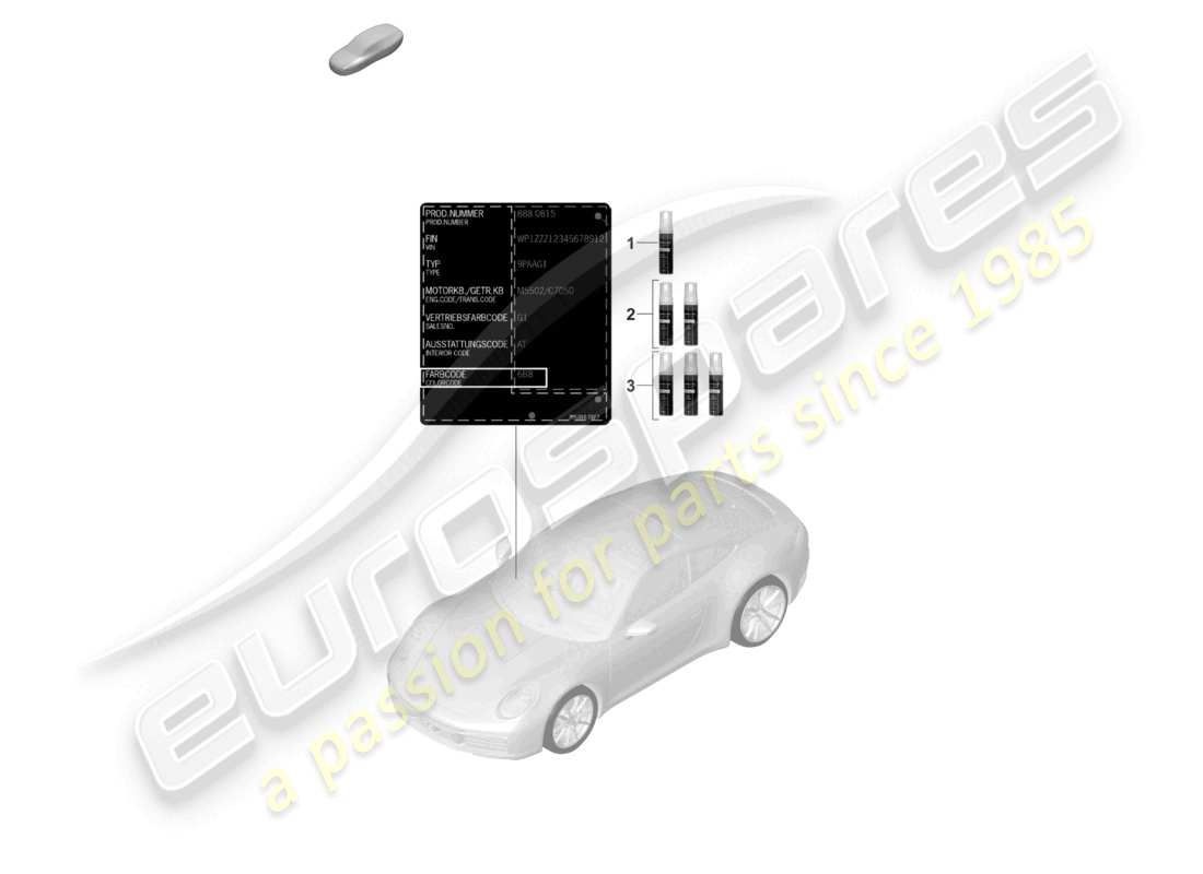 porsche 2024 (992-1) paint touch-up applicator paints part diagram