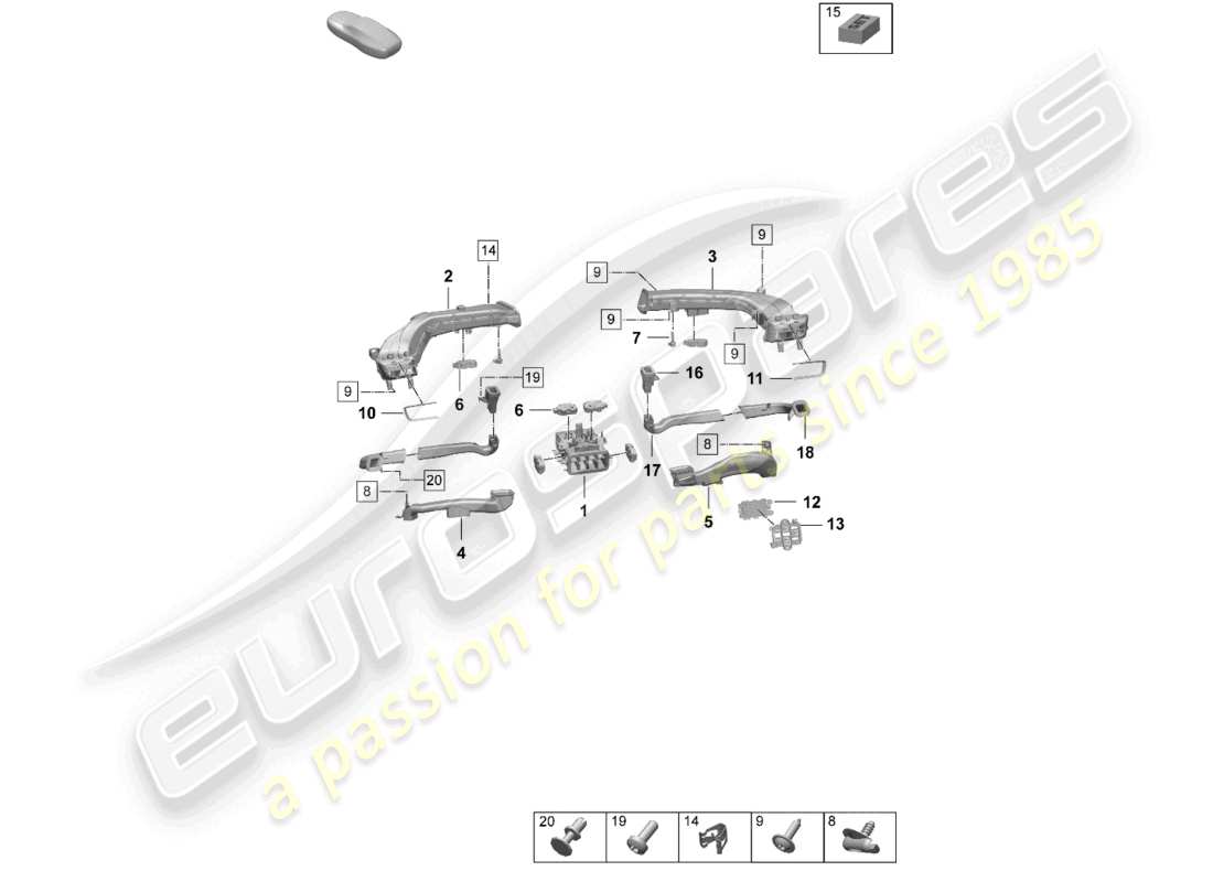 porsche 2026 (taycan 9j1-2) air guide dashboard part diagram
