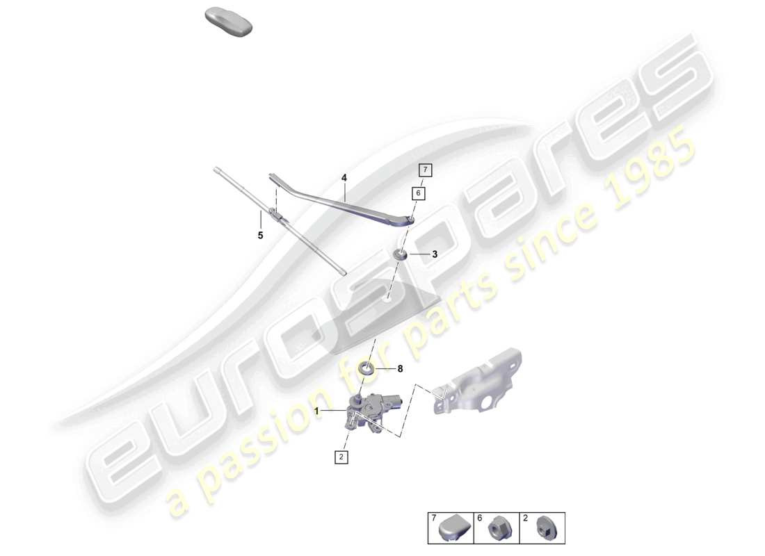 porsche 2022 (992-1 turbo / s) rear window wiper part diagram
