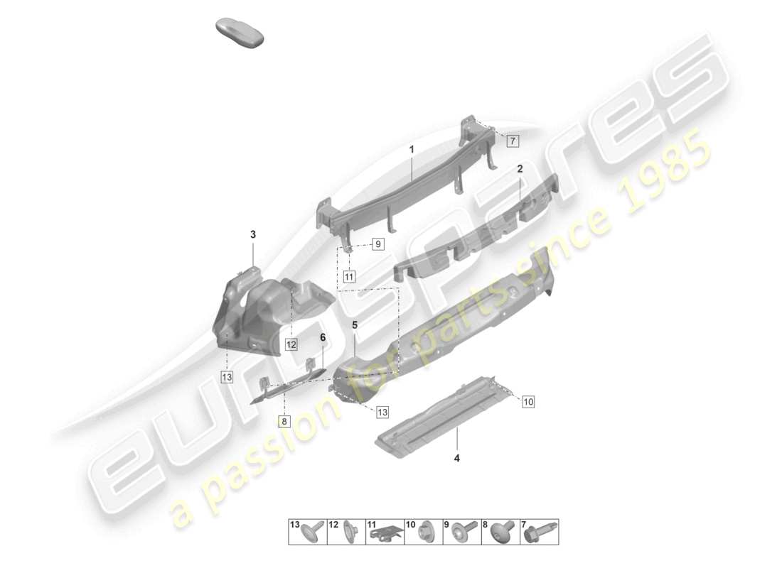 porsche 2022 (992-1 gt3/rs/st) bumper carrier rear and heat shield gt3 rs part diagram