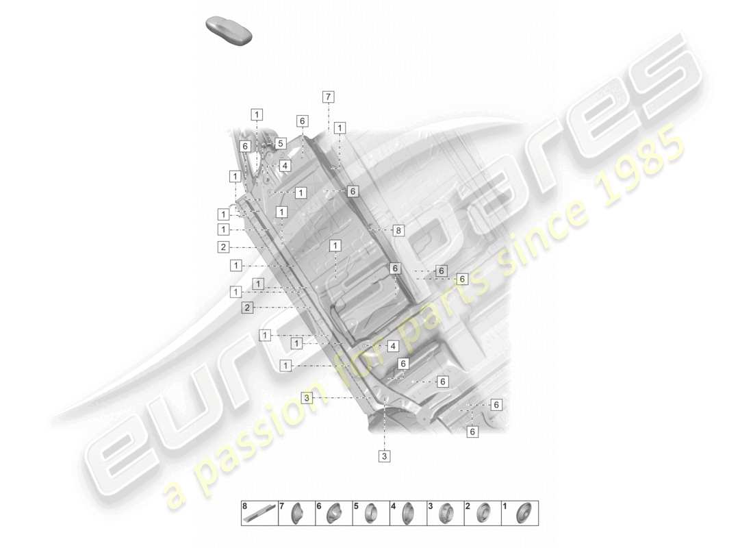 porsche 2022 (taycan 9j1-1) underbody right front part diagram