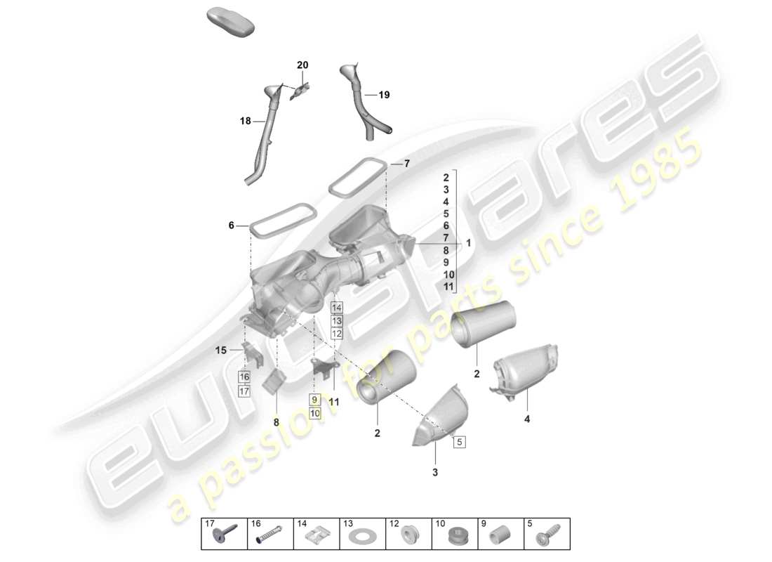 porsche 2022 (992-1 gt3/rs/st) air filter part diagram