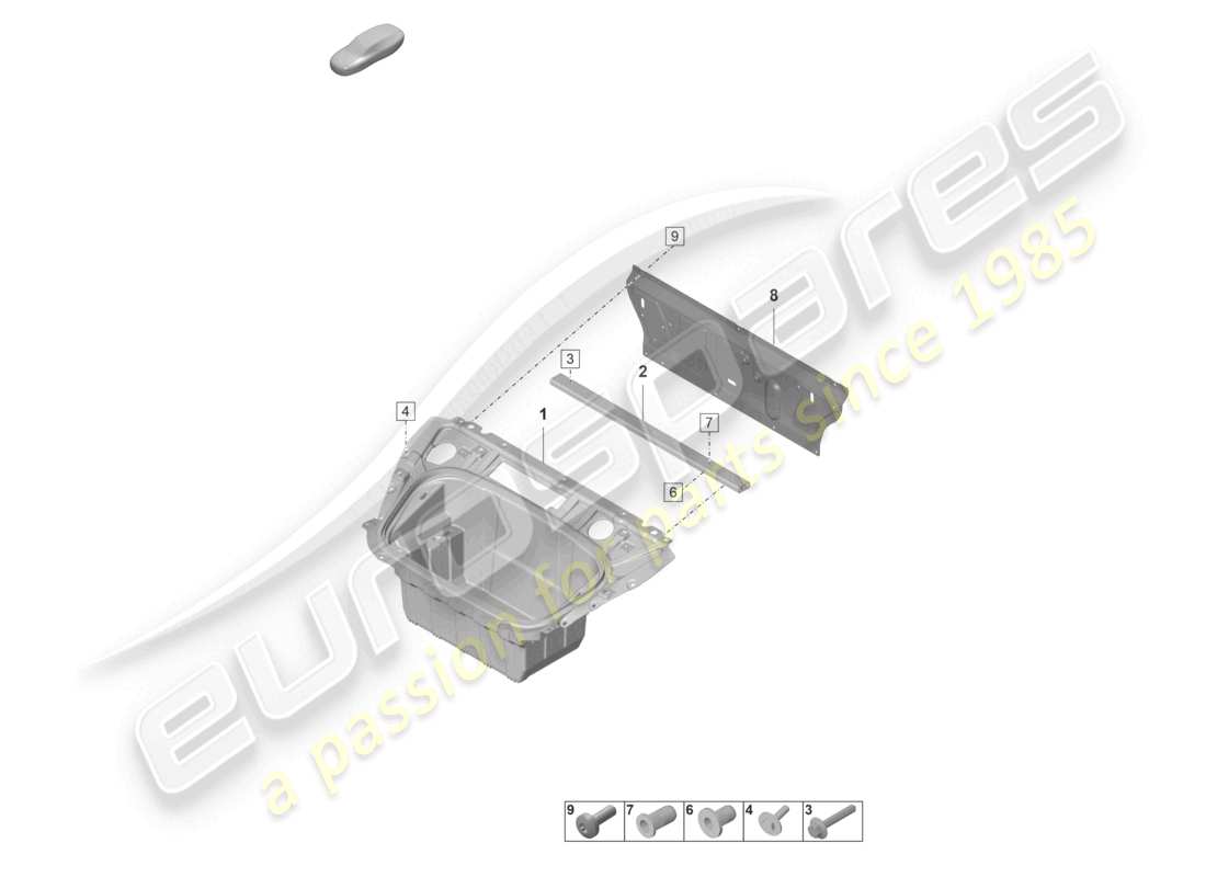 porsche 2021 (taycan 9j1-1) front end luggage compartment liner part diagram
