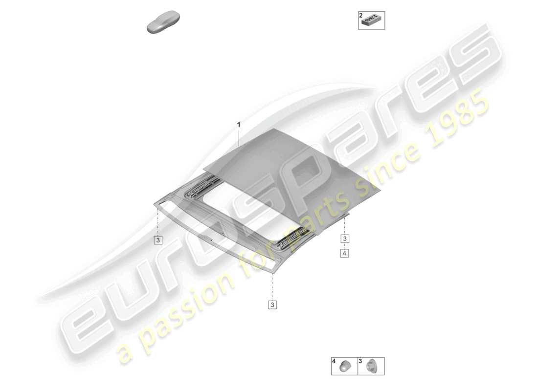 porsche 2022 (panamera 971-2) glass sliding roof frame part diagram