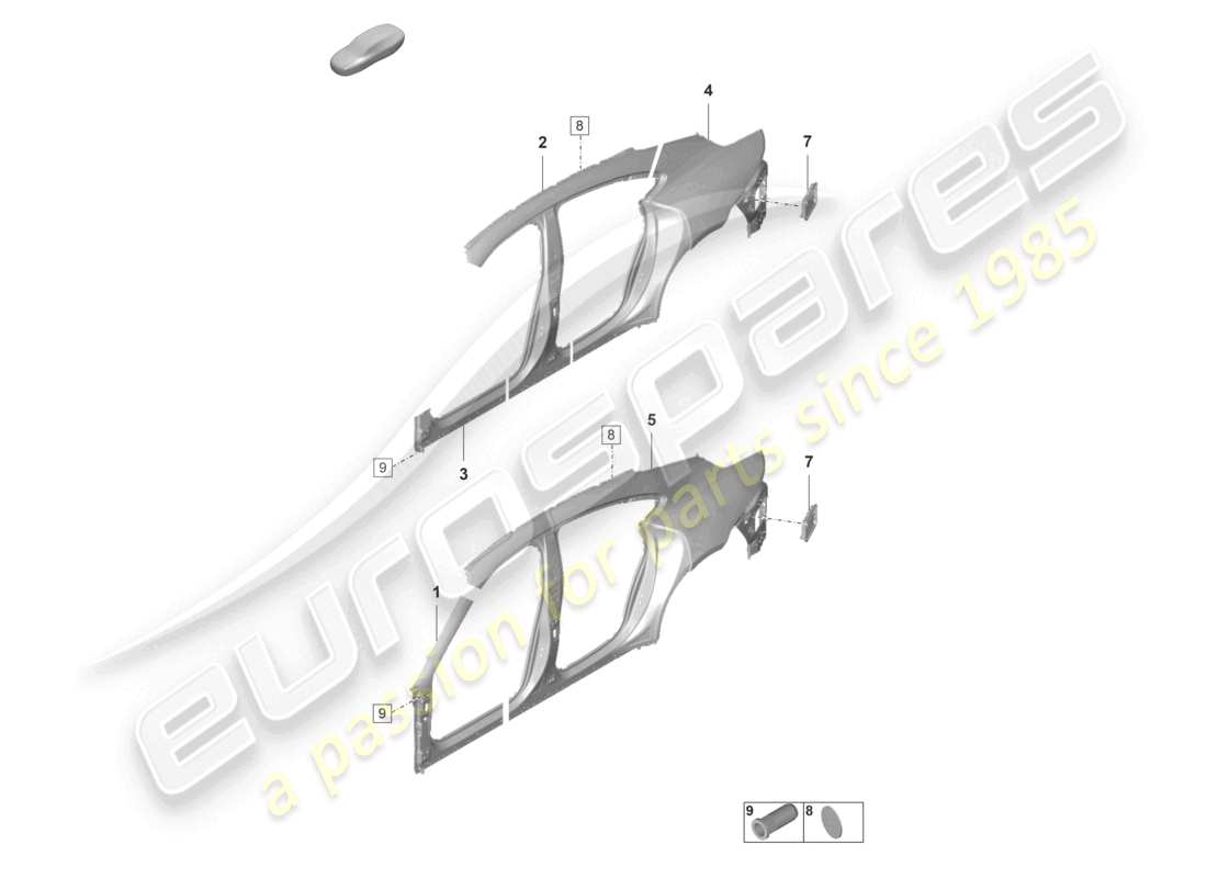 porsche 2022 (taycan 9j1-1) sectional part - side panel part diagram