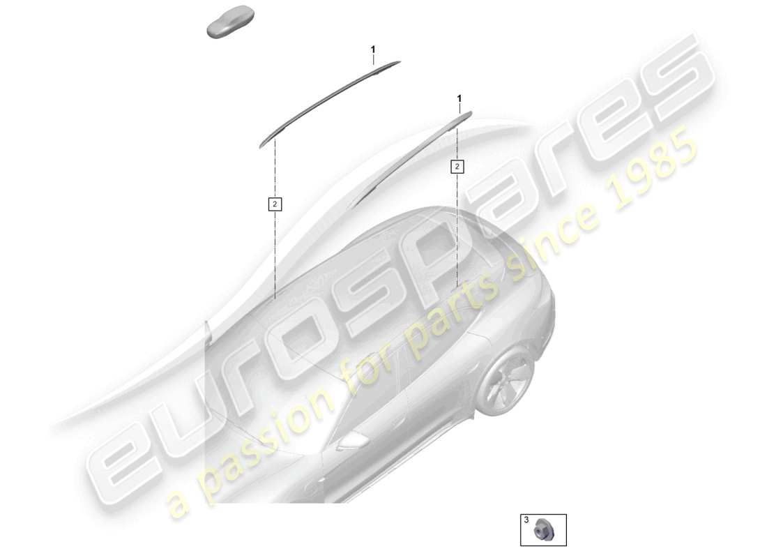 porsche 2022 (taycan 9j1-1) roof rail part diagram