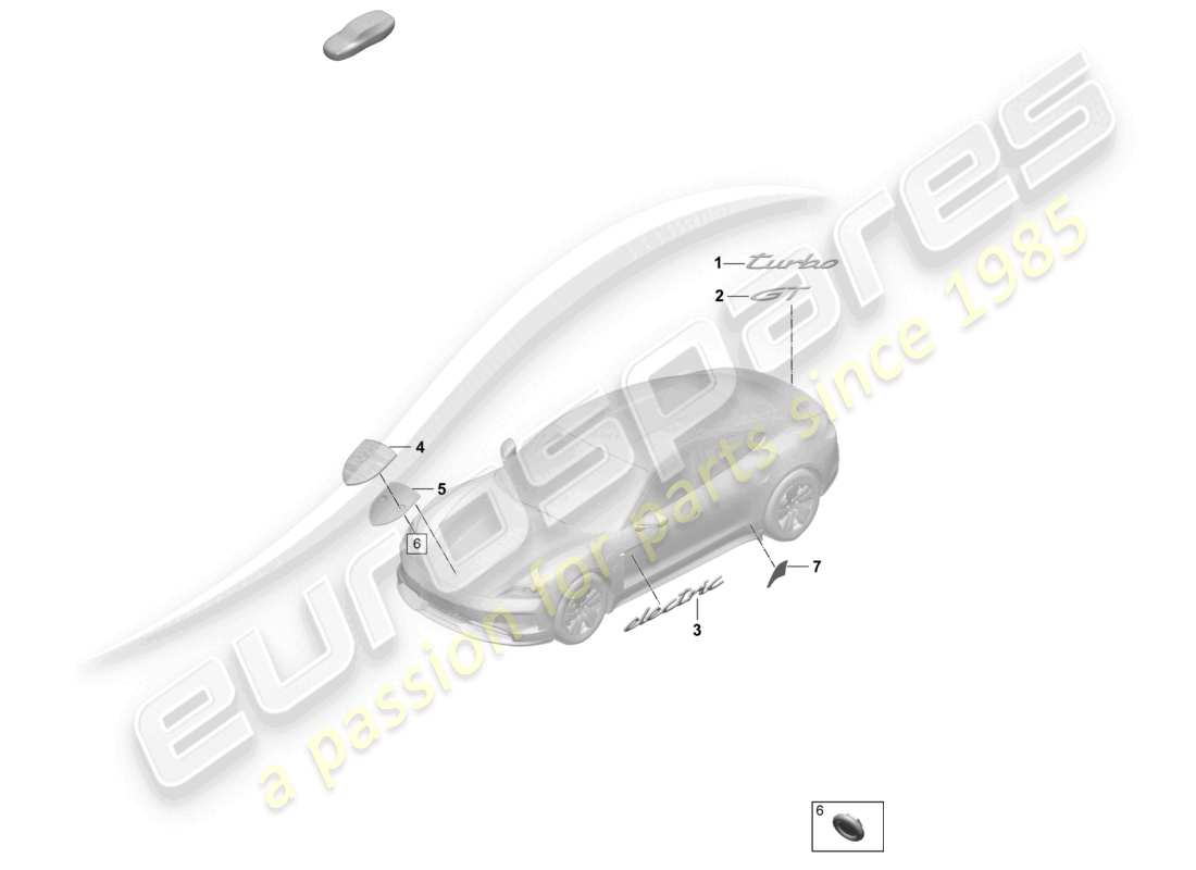 porsche 2026 (taycan 9j1-2) inscription porsche crest stone guard film part diagram