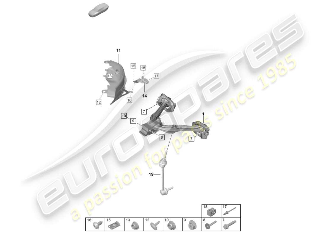 porsche 2022 (992-1 gt3/rs/st) wishbone upper part diagram