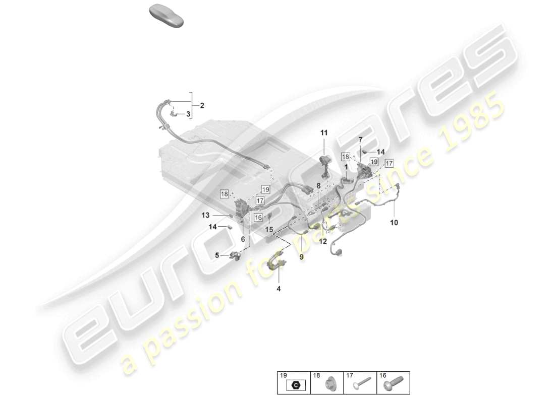 porsche 2021 (taycan 9j1-1) high voltage wiring set for traction motor part diagram