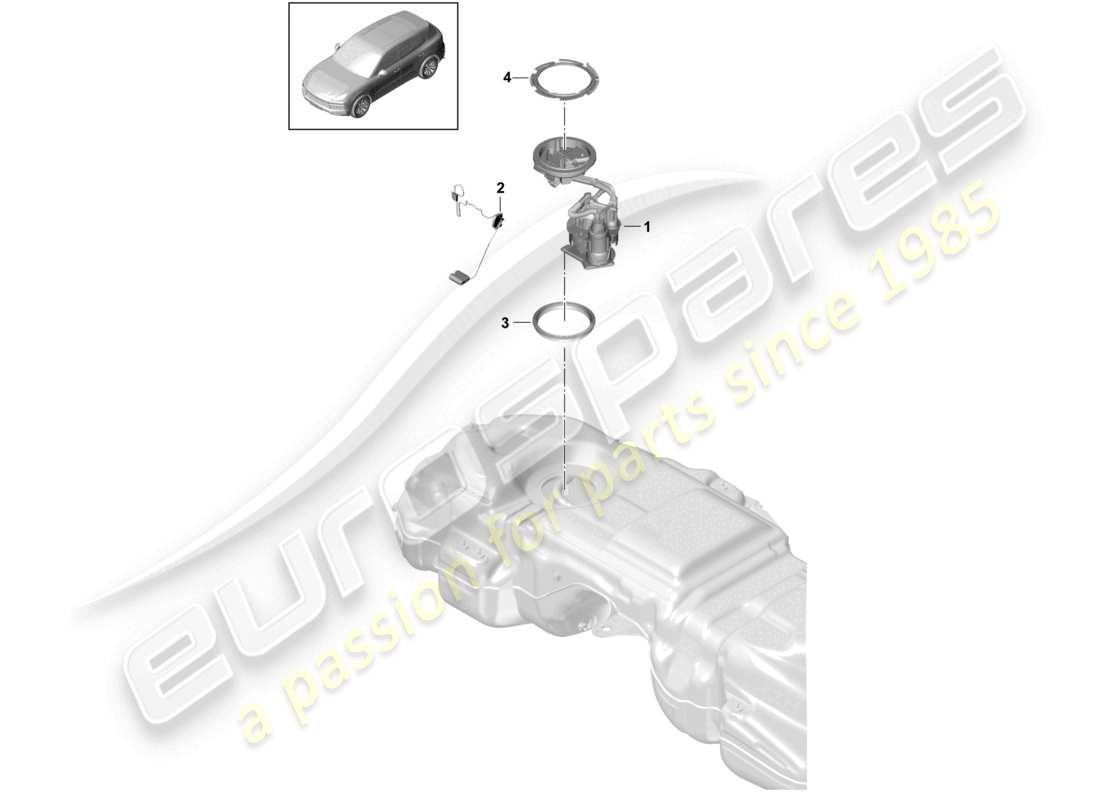 porsche 2023 (cayenne e3 9ya/9yb) fuel tank fuel pump parts diagram