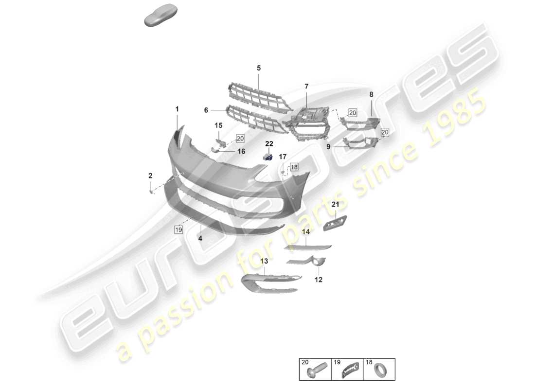 porsche 2022 (panamera 971-2) bumper front basic part diagram