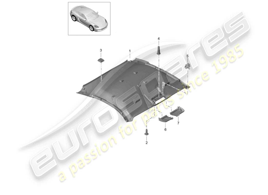 VIEW PARTS DIAGRAMS FROM THE PORSCHE CAYMAN PARTS CATALOGUE a part diagram from the porsche cayman parts catalogue