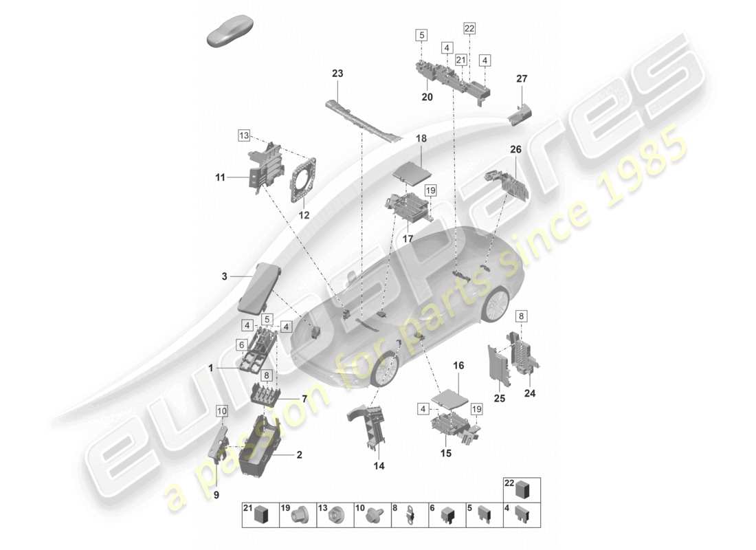 porsche 2023 (panamera 971-2) central electrics fuse box part diagram