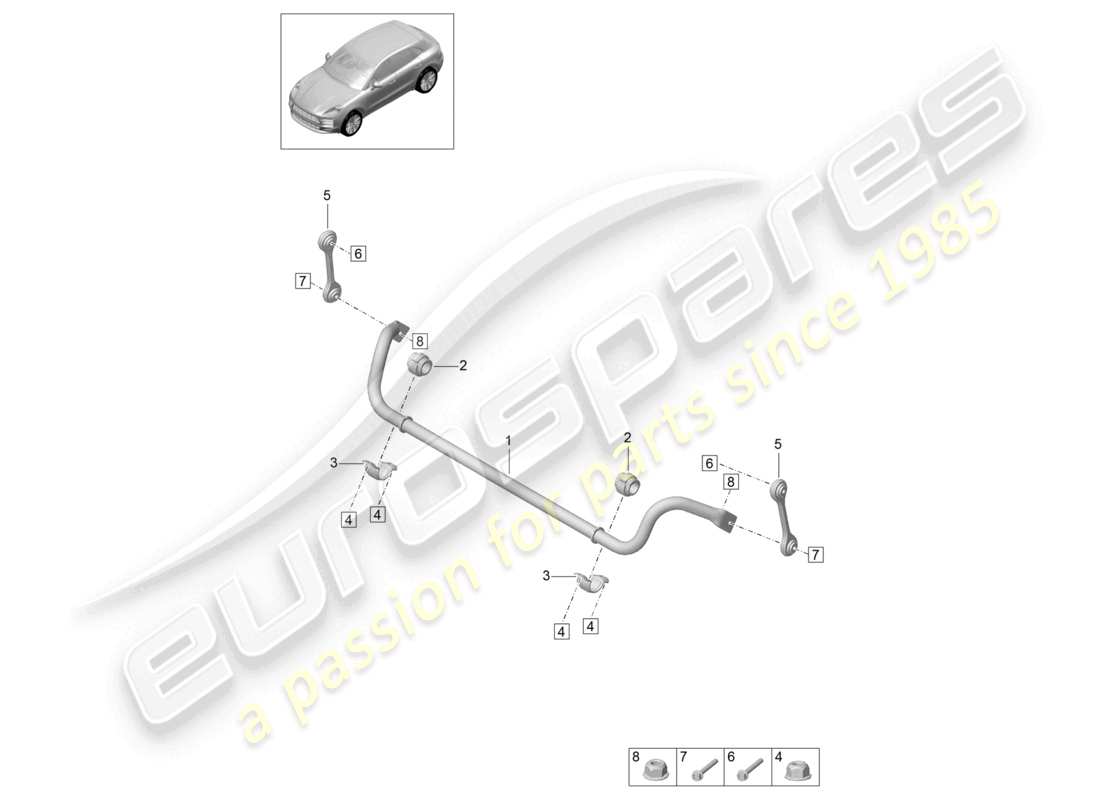 porsche 2023 (macan) anti-roll bar part diagram