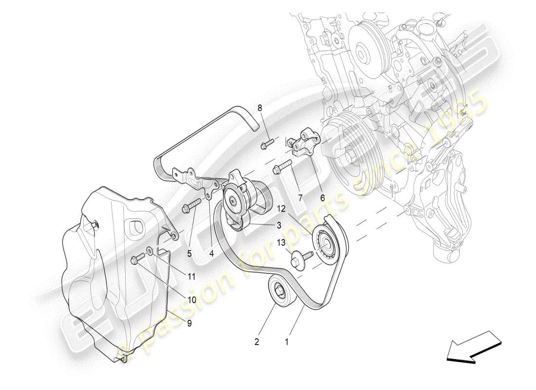 maserati ghibli (2019) auxiliary device belts part diagram