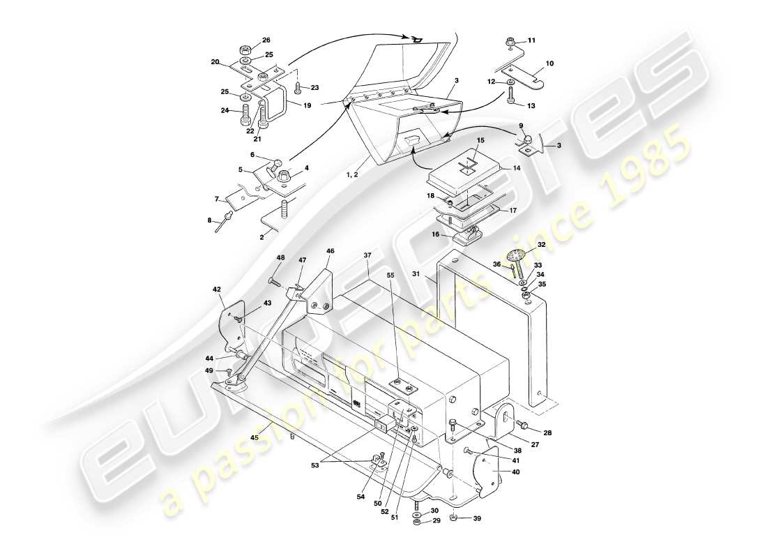 aston martin v8 volante (1998) fascia & trim part diagram