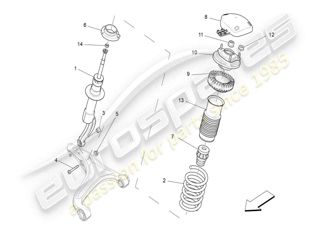 maserati ghibli (2020) front shock absorber devices parts diagram