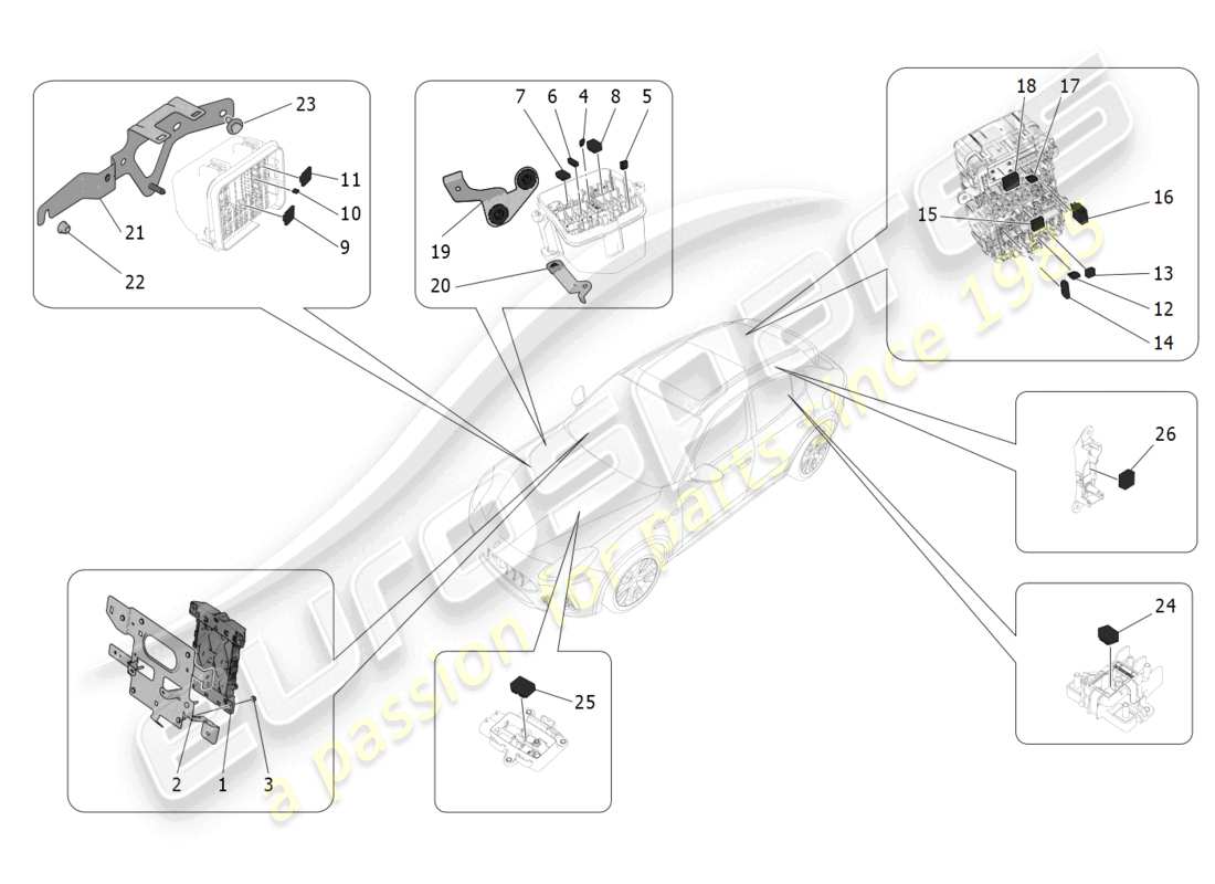 maserati grecale trofeo (2023) relays, fuses and boxes parts diagram