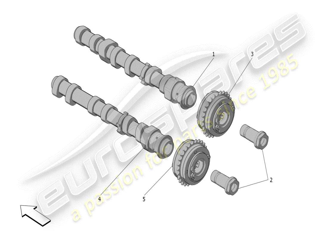 maserati mc20 (2024) lh cylinder head camshafts parts diagram