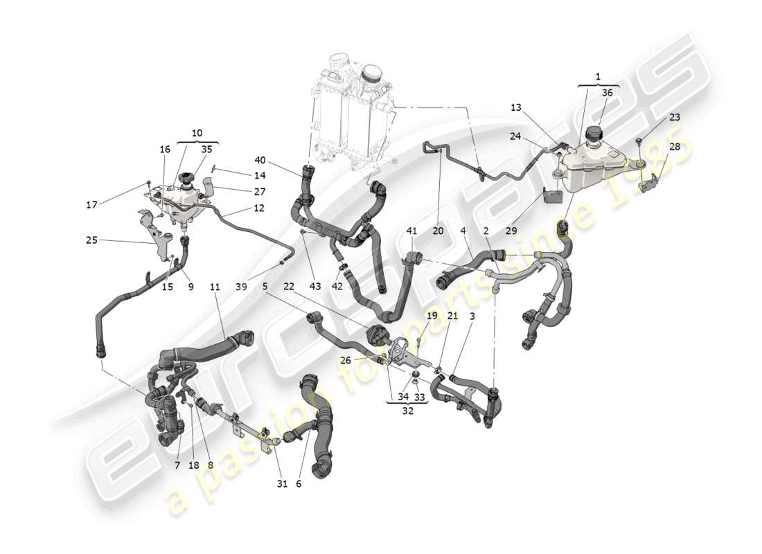 maserati grecale trofeo (2023) cooling system: nourice and lines parts diagram