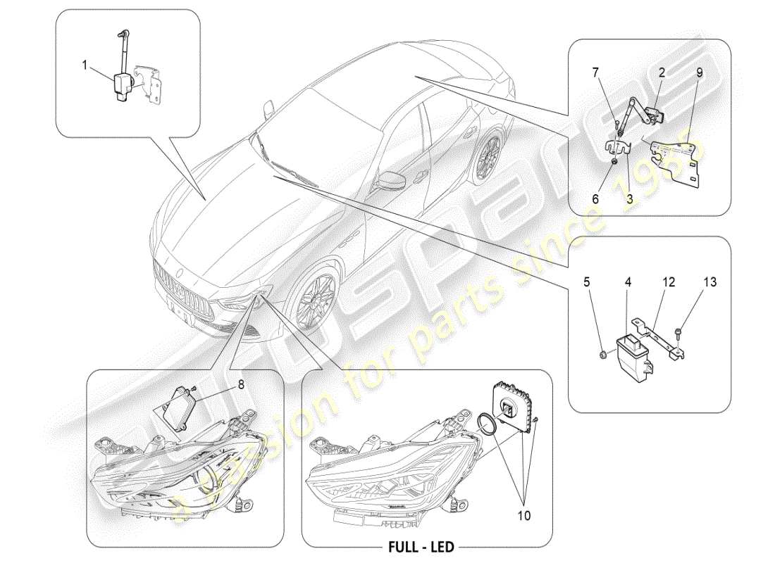 maserati ghibli (2020) lighting system control parts diagram