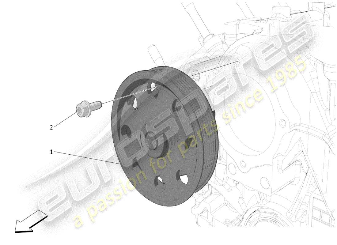 maserati mc20 (2024) cooling system: water pump parts diagram