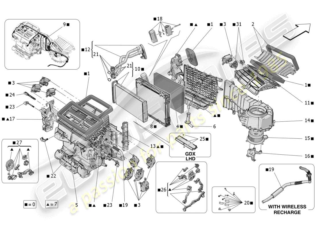 maserati grecale trofeo (2023) a/c unit: dashboard devices parts diagram