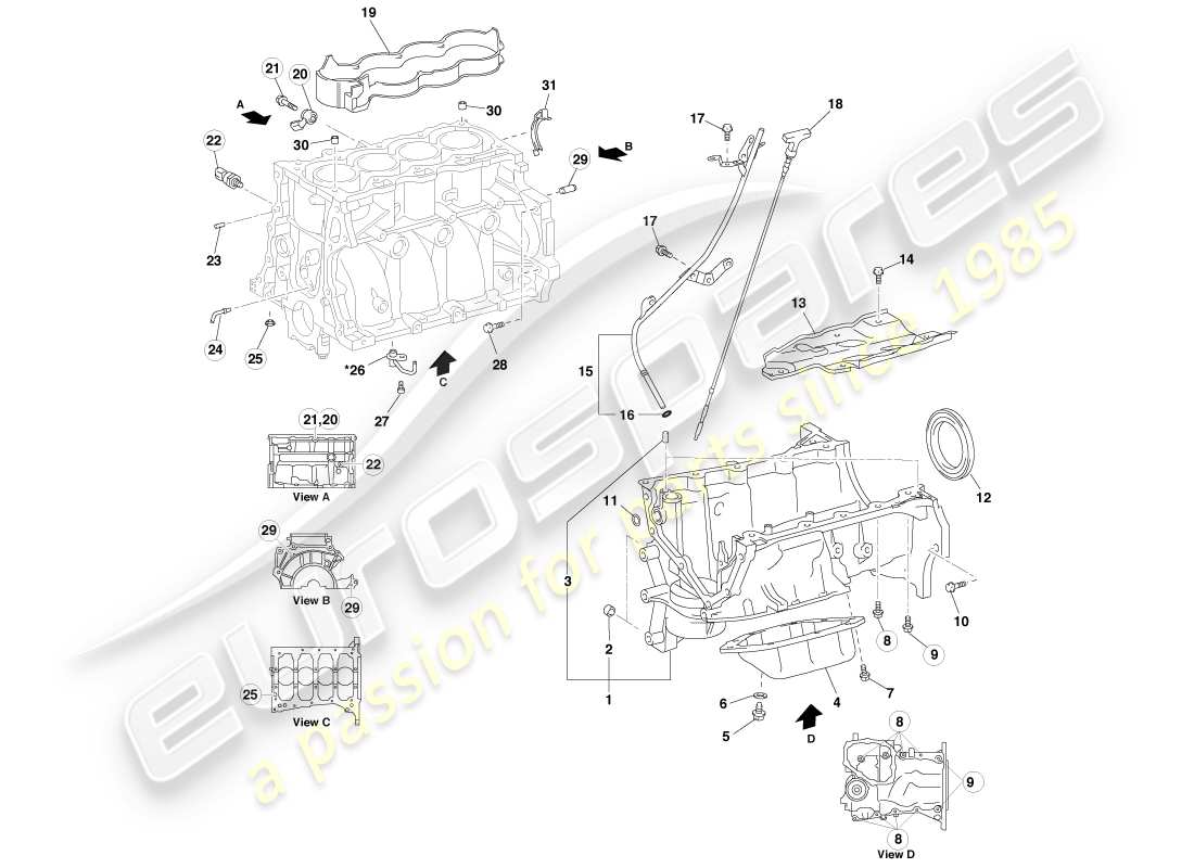 aston martin cygnet (2012) cylinder block component parts part diagram