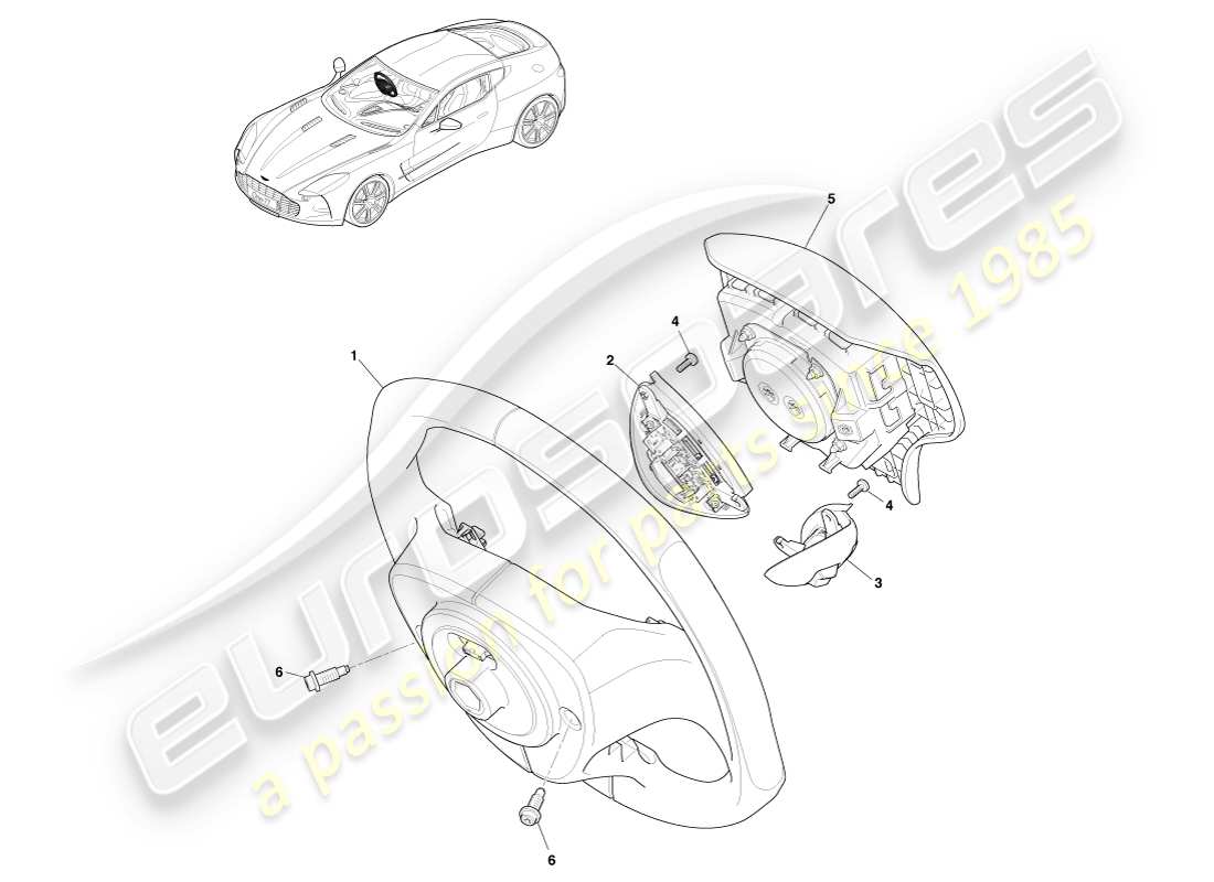 aston martin one-77 (2011) steering wheel assembly part diagram