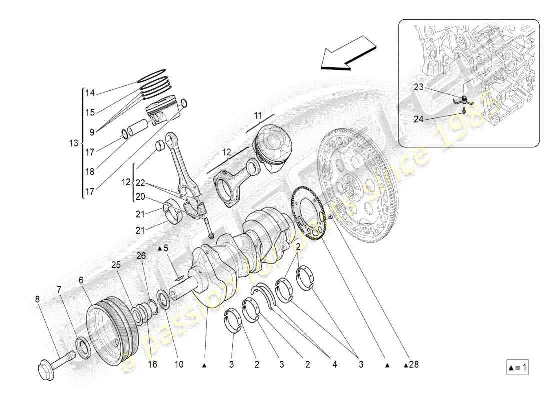 maserati ghibli (2019) crank mechanism part diagram