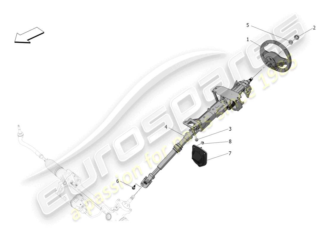 maserati mc20 (2022) steering column and steering wheel unit part diagram