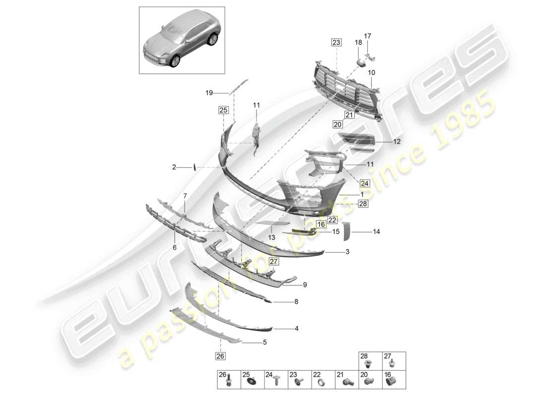 VIEW PARTS DIAGRAMS FROM THE PORSCHE MACAN PARTS CATALOGUE a part diagram from the porsche macan parts catalogue