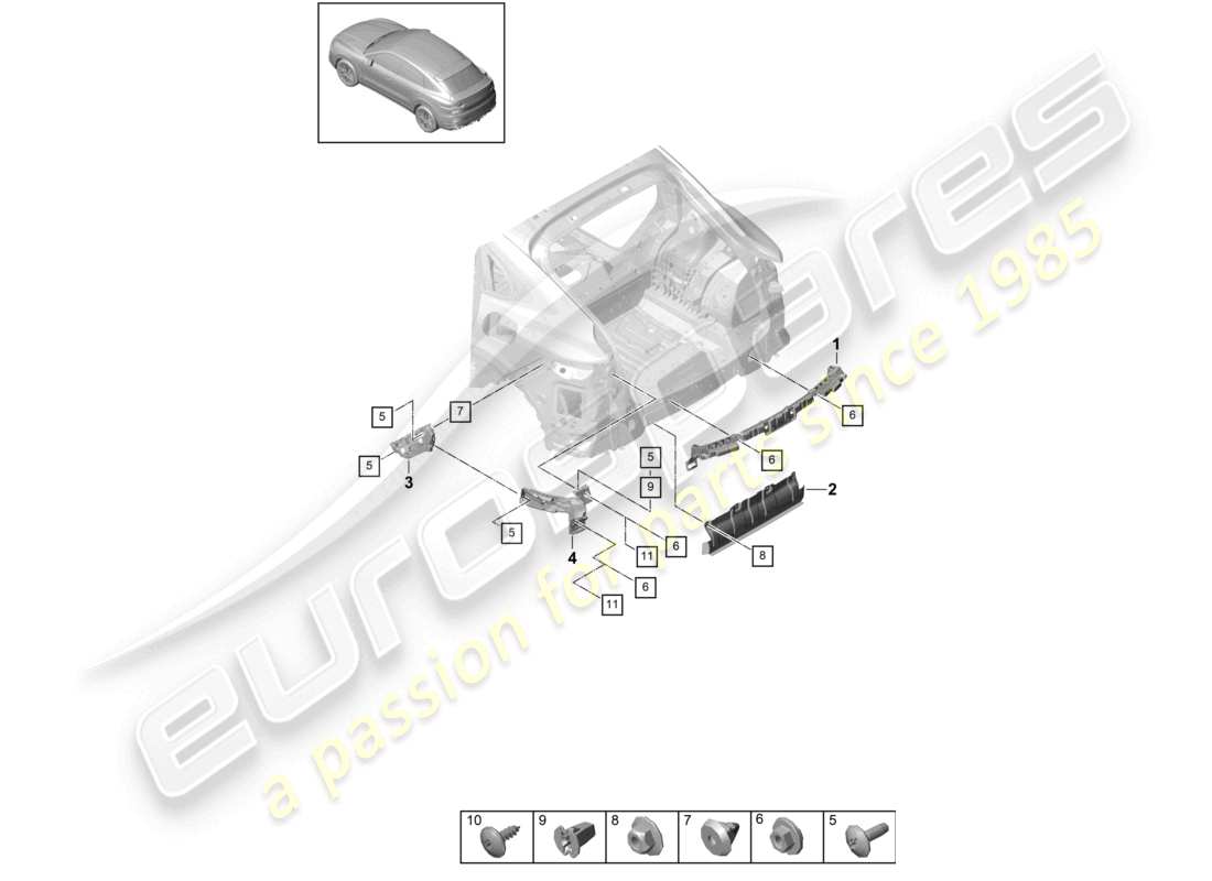 VIEW PARTS DIAGRAMS FROM THE PORSCHE CAYENNE PARTS CATALOGUE a part diagram from the porsche cayenne parts catalogue
